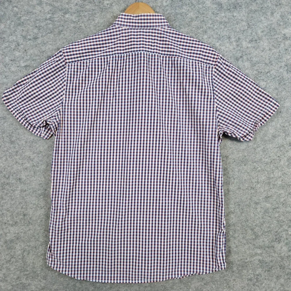 Banana Republic Men's Button Up Shirt Pink Blue White‎ Gingham Checks Size L